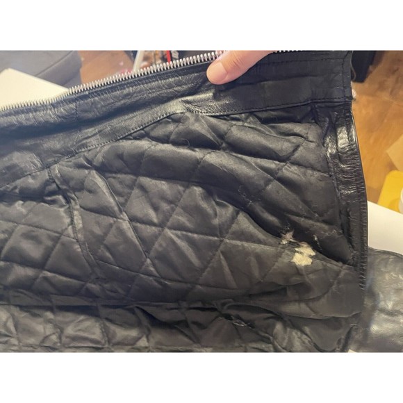 Silver Bike Leather Motorcycle Jacket Vintage 80's Coat Full Back Patch Size 50 - Picture 15 of 16